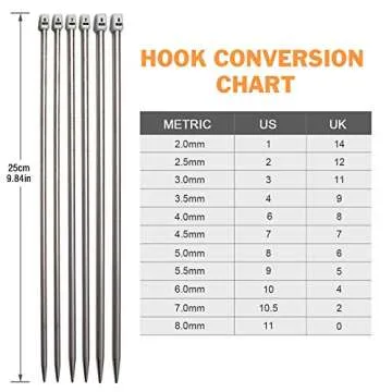 BCMRUN Knitting Needle Set, 22PCS 2mm(B)-8mm(L) Straight Single Pointed Stainless Steel Sweater Needles Set(11Pair-11 Size,9.8 inch) with Locking Stitch Makers Large-Eye Blunt Needles Measure Tape