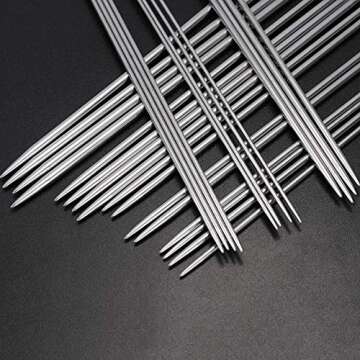 BCMRUN Knitting Needle Set, 22PCS 2mm(B)-8mm(L) Straight Single Pointed Stainless Steel Sweater Needles Set(11Pair-11 Size,9.8 inch) with Locking Stitch Makers Large-Eye Blunt Needles Measure Tape