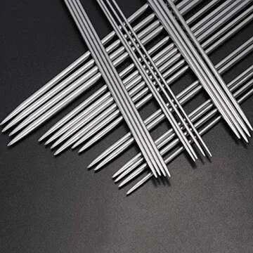 BCMRUN Knitting Needle Set, 22PCS 2mm(B)-8mm(L) Straight Single Pointed Stainless Steel Sweater Needles Set(11Pair-11 Size,9.8 inch) with Locking Stitch Makers Large-Eye Blunt Needles Measure Tape