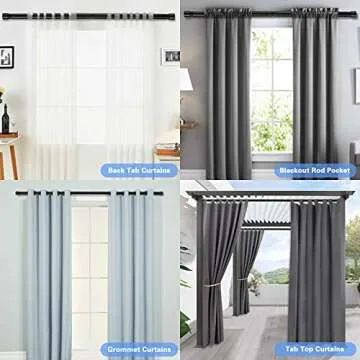 Long Curtain Rod 30-144, 1 inch Black Curtain Rods for Windows 66 to 120 inch Heavy Duty, Adjustable Curtian Rod for Sliding Glass Door, Living Room, Kitchen, 4 Brackets