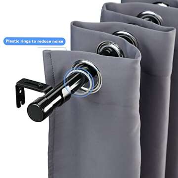 Long Curtain Rod 30-144, 1 inch Black Curtain Rods for Windows 66 to 120 inch Heavy Duty, Adjustable Curtian Rod for Sliding Glass Door, Living Room, Kitchen, 4 Brackets