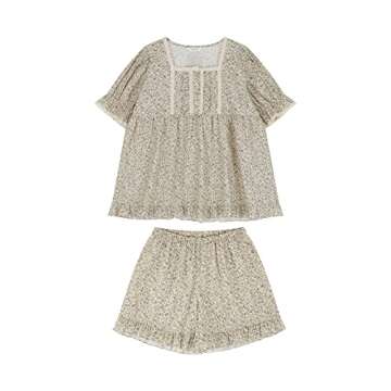 ULLALA Pajamas for women Cottage short sleeve Two piece Cream
