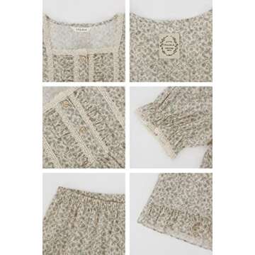ULLALA Pajamas for women Cottage short sleeve Two piece Cream