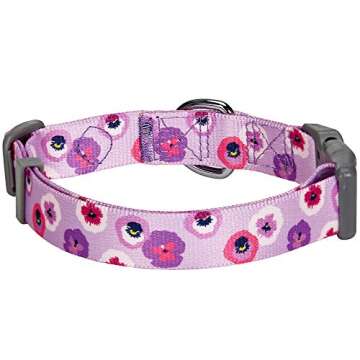 Blueberry Pet Essentials Spring Scent Inspired Garden Floral Adjustable Dog Collar in Light Purple, Medium, Neck 14.5"-20"