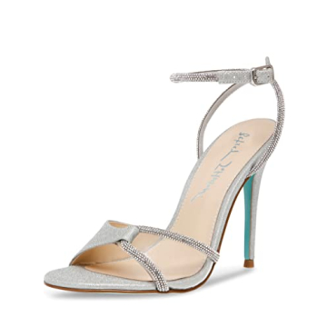 Stunning Betsey Johnson Women's Vera Heeled Sandal with Rhinestones in Silver