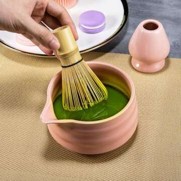 Marce Matcha Whisk Set - Complete Matcha Tea Kit (Pink)
