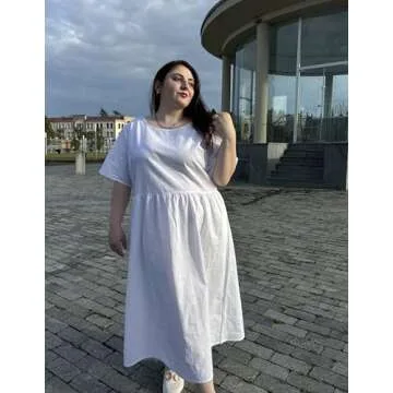 Comfortable Plus Size Cotton Linen Summer Dress with Pockets