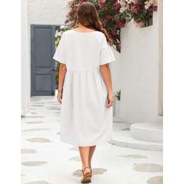 Comfortable Plus Size Cotton Linen Summer Dress with Pockets