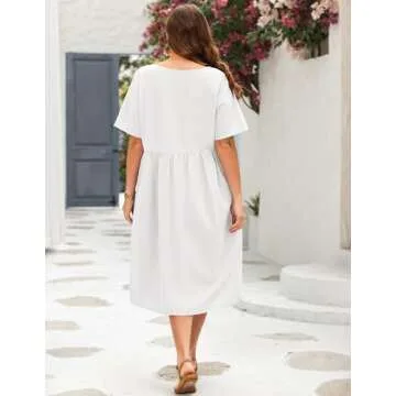 Comfortable Plus Size Cotton Linen Summer Dress with Pockets