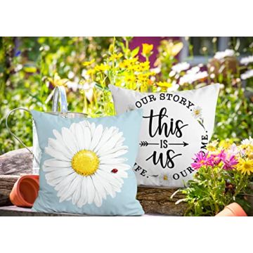 Hexagram Spring Daisy Pillow Covers Set of 4 for Home Decor