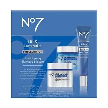 No7 Lift & Luminate Triple Action Skincare Set - Broad Spectrum Anti Aging Day Cream SPF 30 + Vitami...