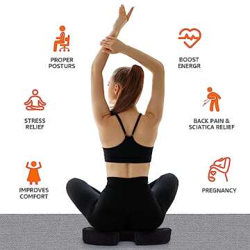 Amazon Basics Comfortable Seat Cushion for Office Chairs, Gel Enhanced Memory Foam, Black