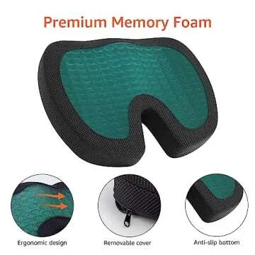 Amazon Basics Comfortable Seat Cushion for Office Chairs, Gel Enhanced Memory Foam, Black