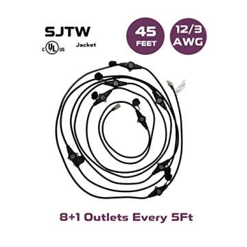 Kutatek 30Ft 14/3 Multi-Outlet Heavy Duty Extension Cord, 6 Outlets Evenly Spaced Every 5Ft,Indoor/Outdoor Christmas Lighting, Holiday Decorations, Uplighting, Stage Backlines,UL Listed