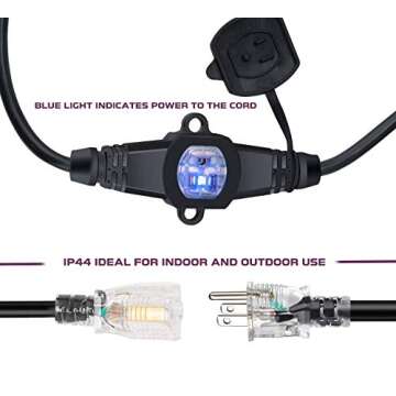 Kutatek 30Ft 14/3 Multi-Outlet Heavy Duty Extension Cord, 6 Outlets Evenly Spaced Every 5Ft,Indoor/Outdoor Christmas Lighting, Holiday Decorations, Uplighting, Stage Backlines,UL Listed