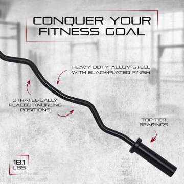 Signature Fitness Olympic Super Curl Bar - 350 lb Capacity