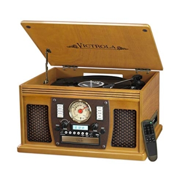 Victrola 8-in-1 Bluetooth Record Player & Multimedia Center, Built-in Stereo Speakers - Turntable, W...