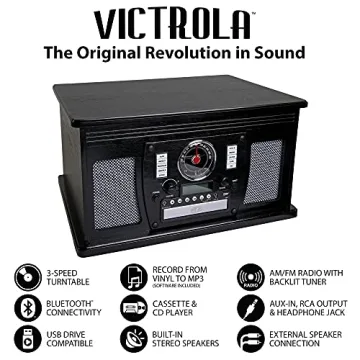 Victrola Bluetooth Record Player & Multimedia Center - 8-in-1
