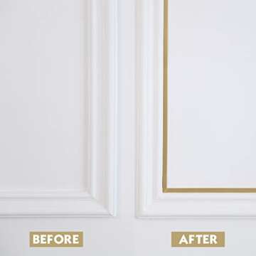 Gold Molding Trim Peel and Stick, Flexible Mirror Border Design, Wall Ceiling Floor Cabinet Tile Edge Moulding, 5m x 0.66cm