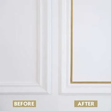 Gold Molding Trim Peel and Stick, Flexible Mirror Border Design, Wall Ceiling Floor Cabinet Tile Edge Moulding, 5m x 0.66cm