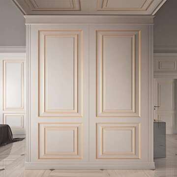 Gold Molding Trim Peel and Stick, Flexible Mirror Border Design, Wall Ceiling Floor Cabinet Tile Edge Moulding, 5m x 0.66cm