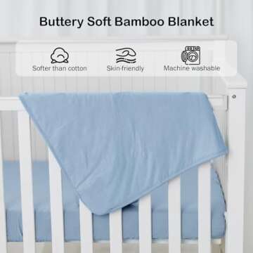 BubblePanda Rayon Made from Bamboo Baby Blanket for Boys Girls Neutral Soft Crib Blanket Toddler Quilt Comforter Newborn Nursery 30 x 40 Inch Blue