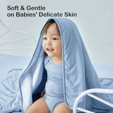 BubblePanda Rayon Made from Bamboo Baby Blanket for Boys Girls Neutral Soft Crib Blanket Toddler Quilt Comforter Newborn Nursery 30 x 40 Inch Blue