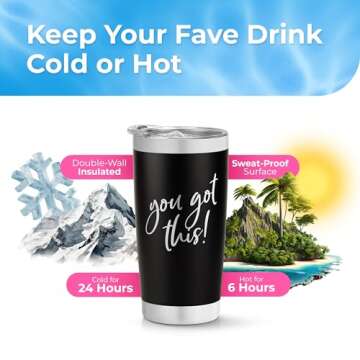 You Got This Tumbler - Personalized Vacuum Insulated Stainless Steel Tumbler with Lid and Straw - Ne...