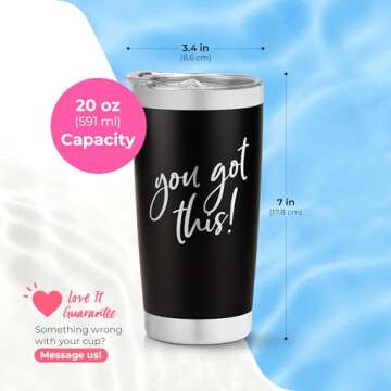 You Got This Tumbler - Personalized Vacuum Insulated Stainless Steel Tumbler with Lid and Straw - New Job Travel Tumbler - Promotion for Coworker - Going Away Gift - Divorce Gift - Graduation Tumbler
