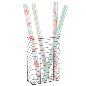 mDesign Wall Mount Storage Organizer for Gift Wrap and Bows