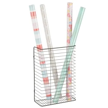 mDesign Wall Mount Storage Organizer for Gift Wrap and Bows