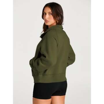 AUTOMET Women’s Stylish Fleece Half Zip Pullover Hoodie