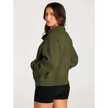 AUTOMET Women’s Stylish Fleece Half Zip Pullover Hoodie