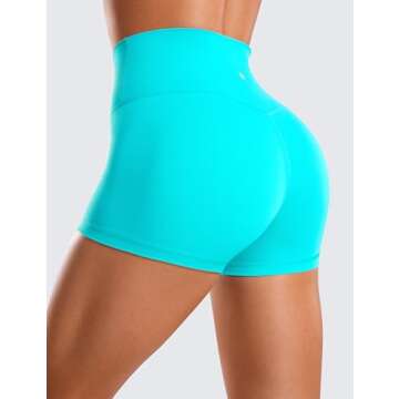 CRZ YOGA Womens Butterluxe Crossover Biker Shorts - High Waisted, 3 Inch Inseam, Buttery Soft Comfor...