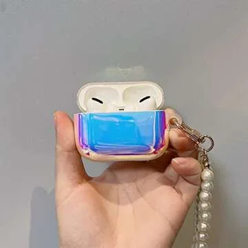 ZHIRUAN Compatible with Airpod Pro Case (2019) Earbuds Case Protective Cover Skin with Pearl Keychain Airpod Accessories Compatible with AirPod Charging Case (Colorful)