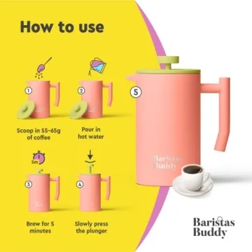 BaristasBuddy Cute Pink French Press - Stylish Coffee Maker