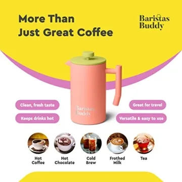 BaristasBuddy Cute Pink French Press - Stylish Coffee Maker