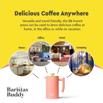 BaristasBuddy Cute Pink French Press - Stylish Coffee Maker