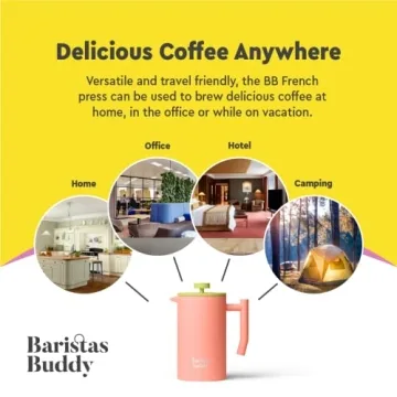 BaristasBuddy Cute Pink French Press - Stylish Coffee Maker