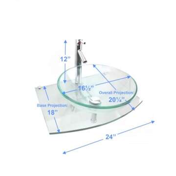 Renovators Supply Manufacturing Halo Glass Wall Mount Bathroom Sink 23 3/4 in. Tempered Glass Round ...