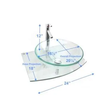Renovators Supply Manufacturing Halo Glass Wall Mount Bathroom Sink 23 3/4 in. Tempered Glass Round ...