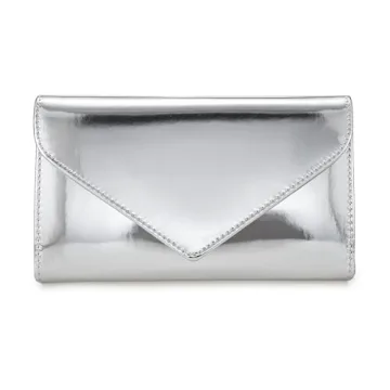 IXEBELLA Women’s Mirrored Metallic Faux Leather Evening Bag Glimmering Clutch Purse for Prom/Cocktail/Wedding/Party (Silver)