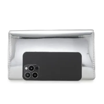 IXEBELLA Women’s Mirrored Metallic Faux Leather Evening Bag Glimmering Clutch Purse for Prom/Cocktail/Wedding/Party (Silver)