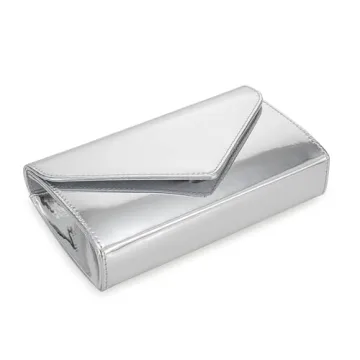IXEBELLA Women’s Mirrored Metallic Faux Leather Evening Bag Glimmering Clutch Purse for Prom/Cocktail/Wedding/Party (Silver)