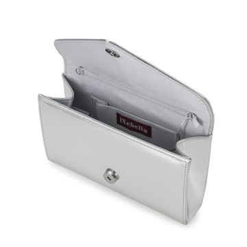 IXEBELLA Women’s Mirrored Metallic Faux Leather Evening Bag Glimmering Clutch Purse for Prom/Cocktail/Wedding/Party (Silver)