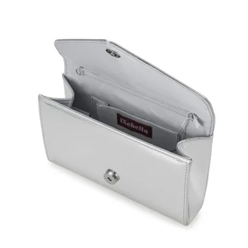 IXEBELLA Women’s Mirrored Metallic Faux Leather Evening Bag Glimmering Clutch Purse for Prom/Cocktail/Wedding/Party (Silver)