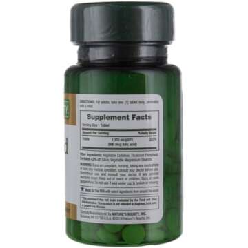 Nature's Bounty Folic Acid Supplement, Supports Cardiovascular Health, 800mcg, Multi, No Flavour,750...