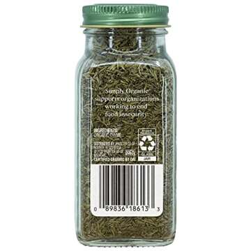 Simply Organic Whole Thyme Leaf, Certified Organic | 0.78 oz | Thymus vulgaris L.