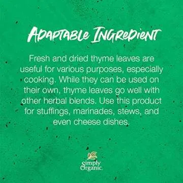 Simply Organic Whole Thyme Leaf, Certified Organic | 0.78 oz | Thymus vulgaris L.