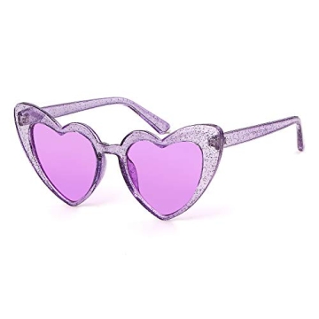 GIFIORE Heart Shaped Sunglasses for Women,Vintage Cat Eye Retro Oversized Clouts Glasses Violet(Purp...